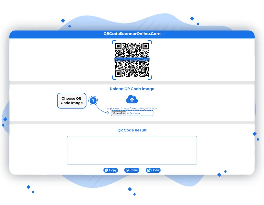 Instructions for reading a QR code from image